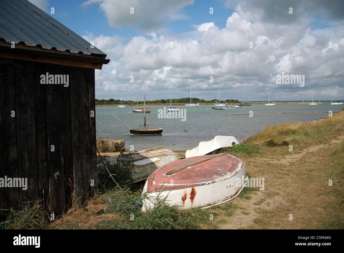 The old boathouse at Newtown Quay, Newtown IOW UK Stock Photo