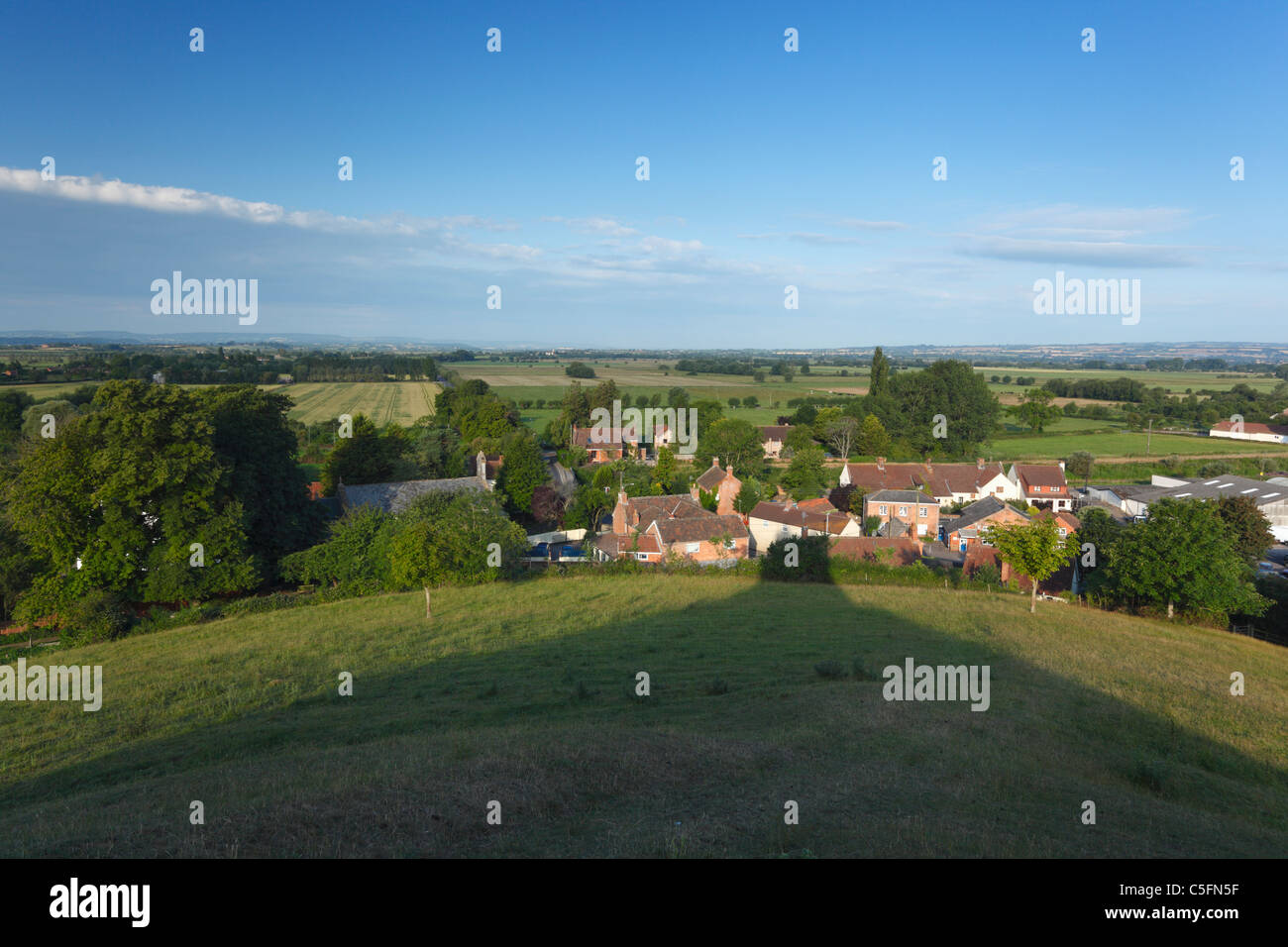 Burrowbridge and the Somerset Levels from Burrow Mump. Somerset