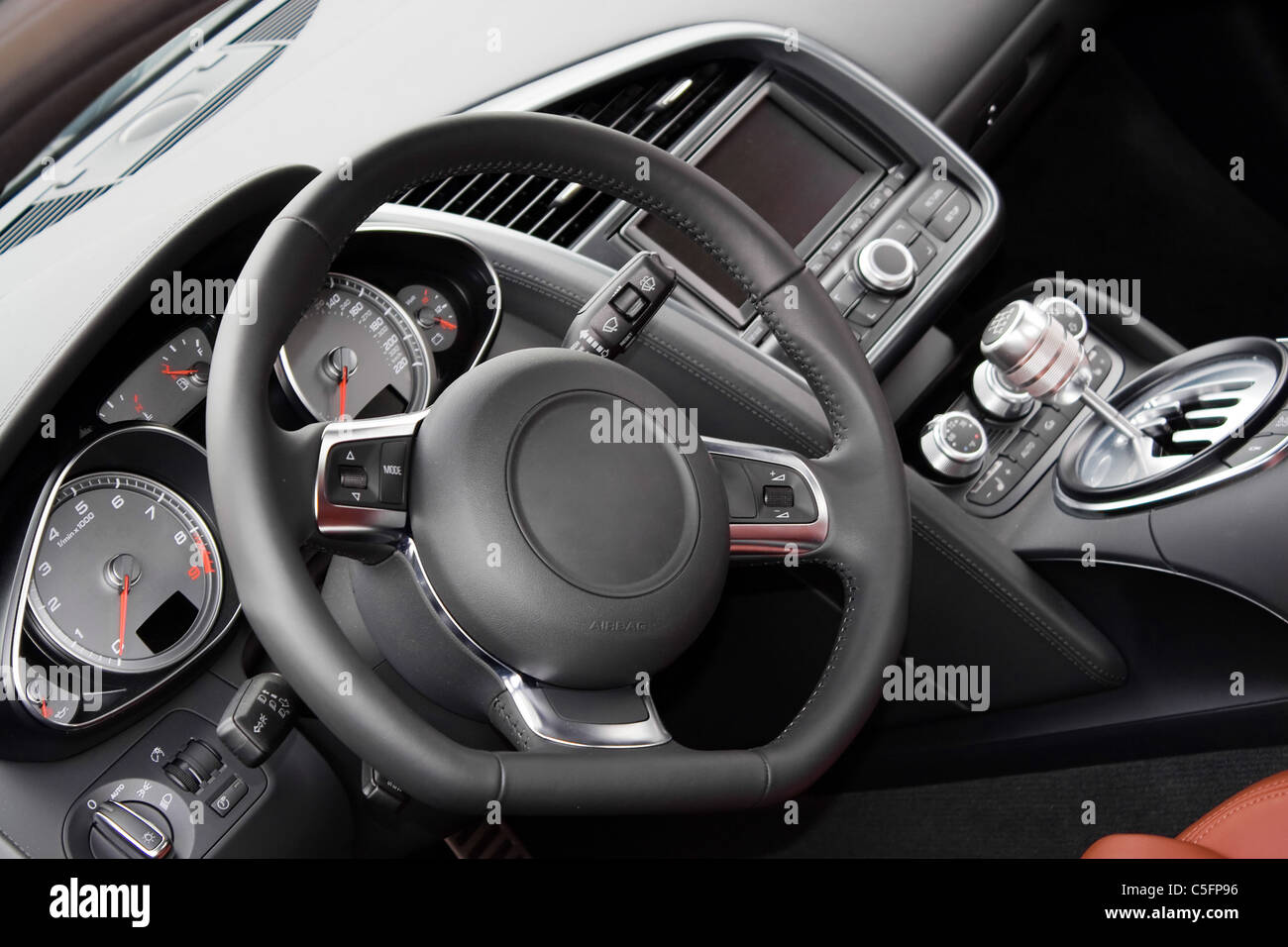 The interior of a modern luxury sports car Stock Photo
