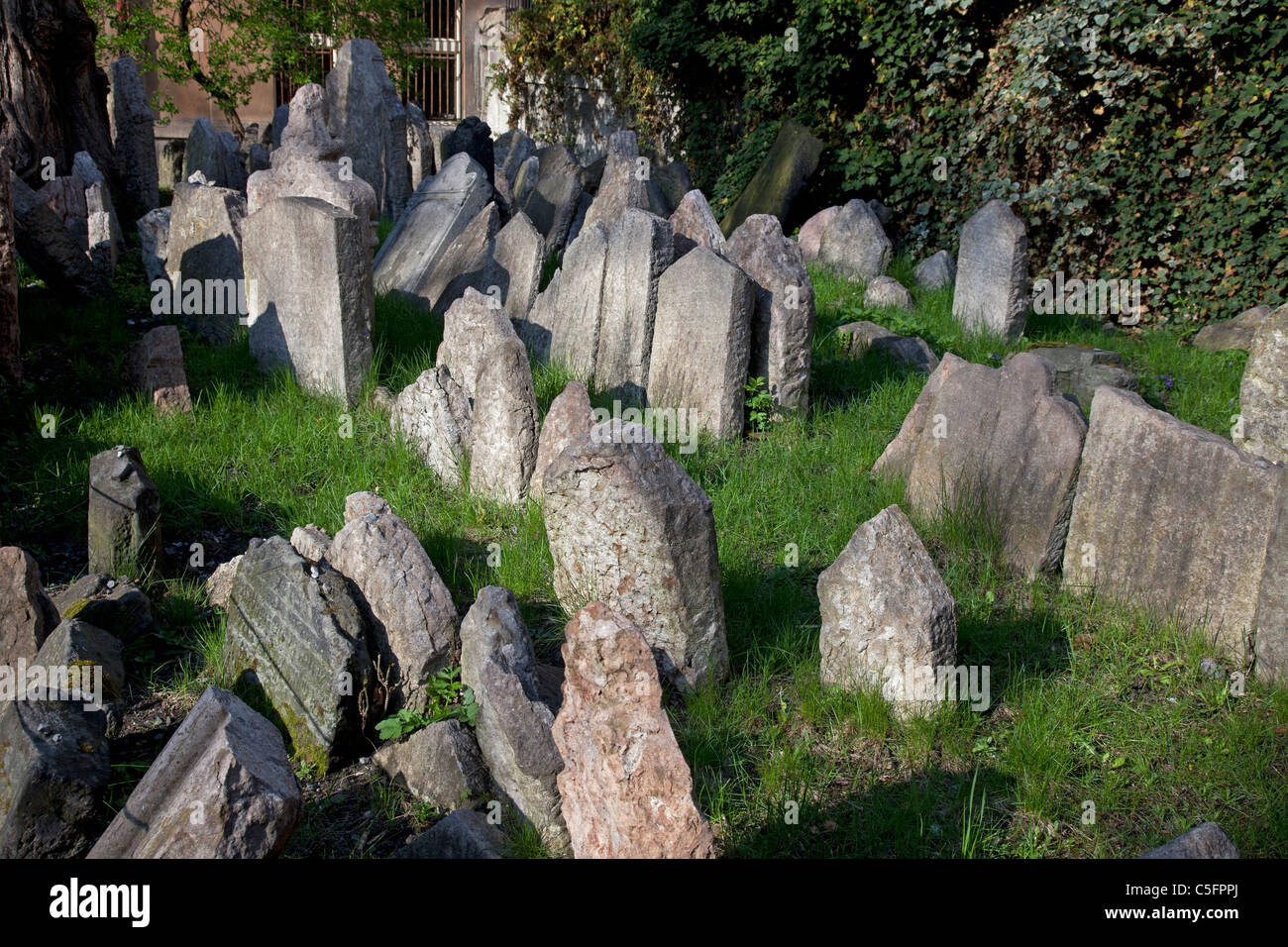 Prague - Old Jewish Cemetery tombstones Stock Photo
