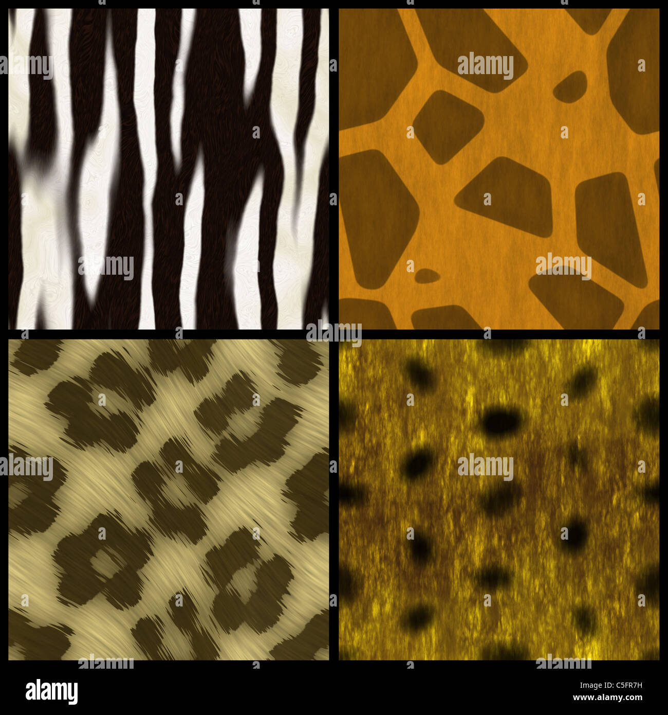 Set of animal print swatches that all tile seamlessly as a pattern