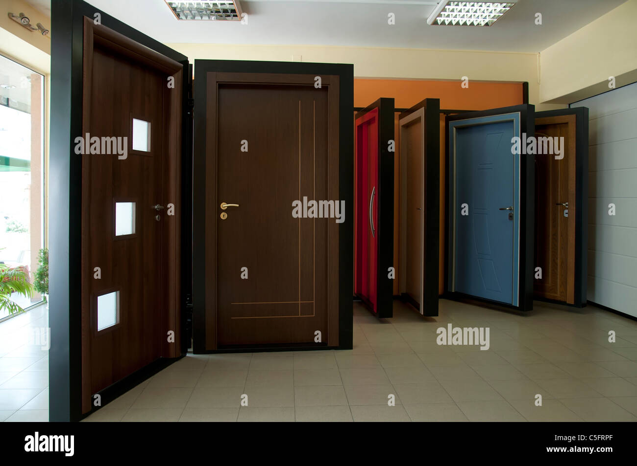 Doors shop and stillage. Sell doors Stock Photo Alamy