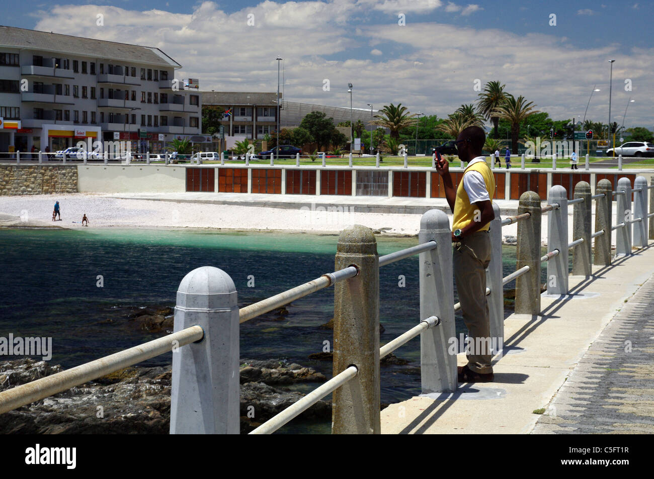 Sea Point Promenade with the town beach in the background, Cape Town Stock Photo