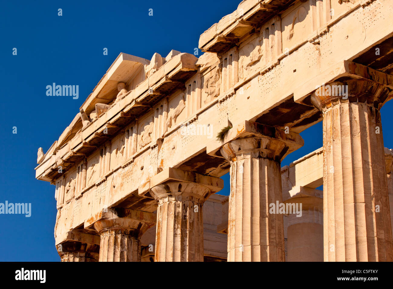 Marble ruins of the Parthenon on the Acropolis, Athens Attica Greece Stock Photo