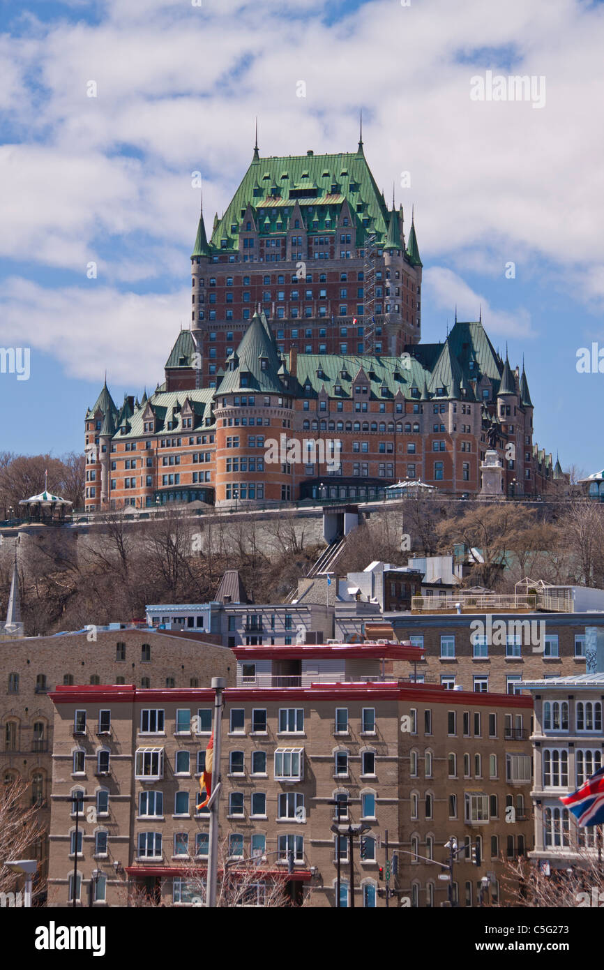 Famous Fairmont Le Château Frontenac Hotel in Quebec City, Quebec, Canada. Stock Photo