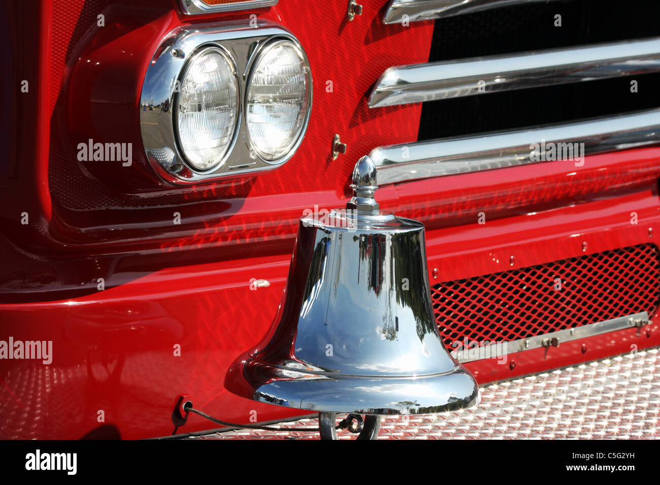 The bell on the front of a fire truck Stock Photo - Alamy