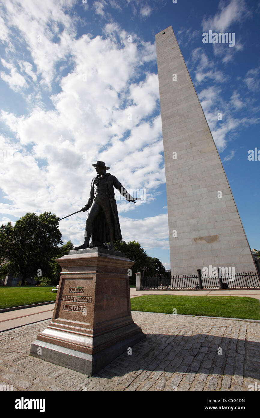 Statue of Colonel William Prescott, Bunker Hill Monument, Boston, Massachusetts Stock Photo