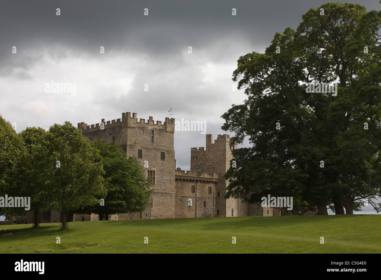 Rain clouds over Raby Castle, County Durham Stock Photo