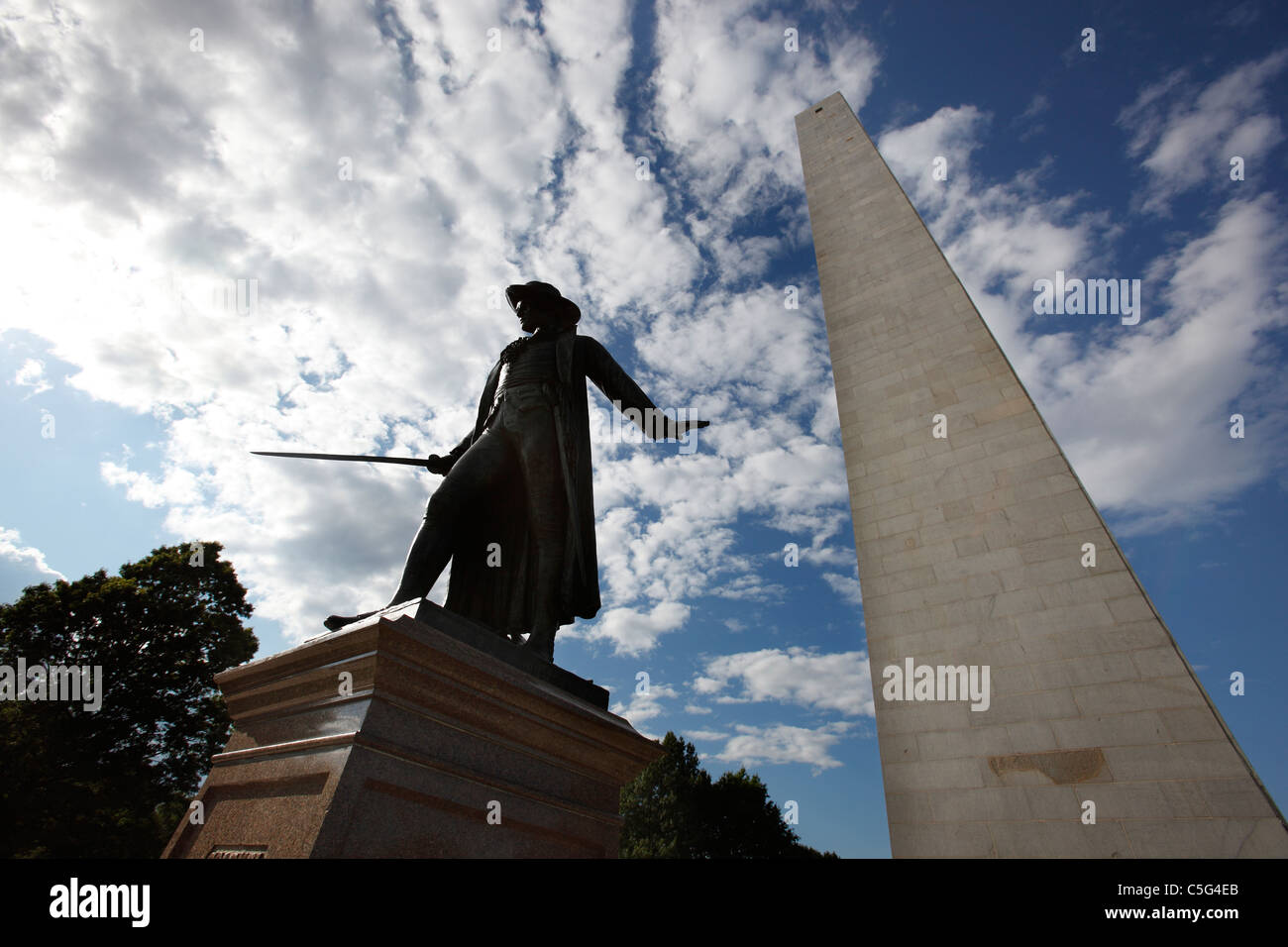 Statue of Colonel William Prescott, Bunker Hill Monument, Boston, Massachusetts Stock Photo