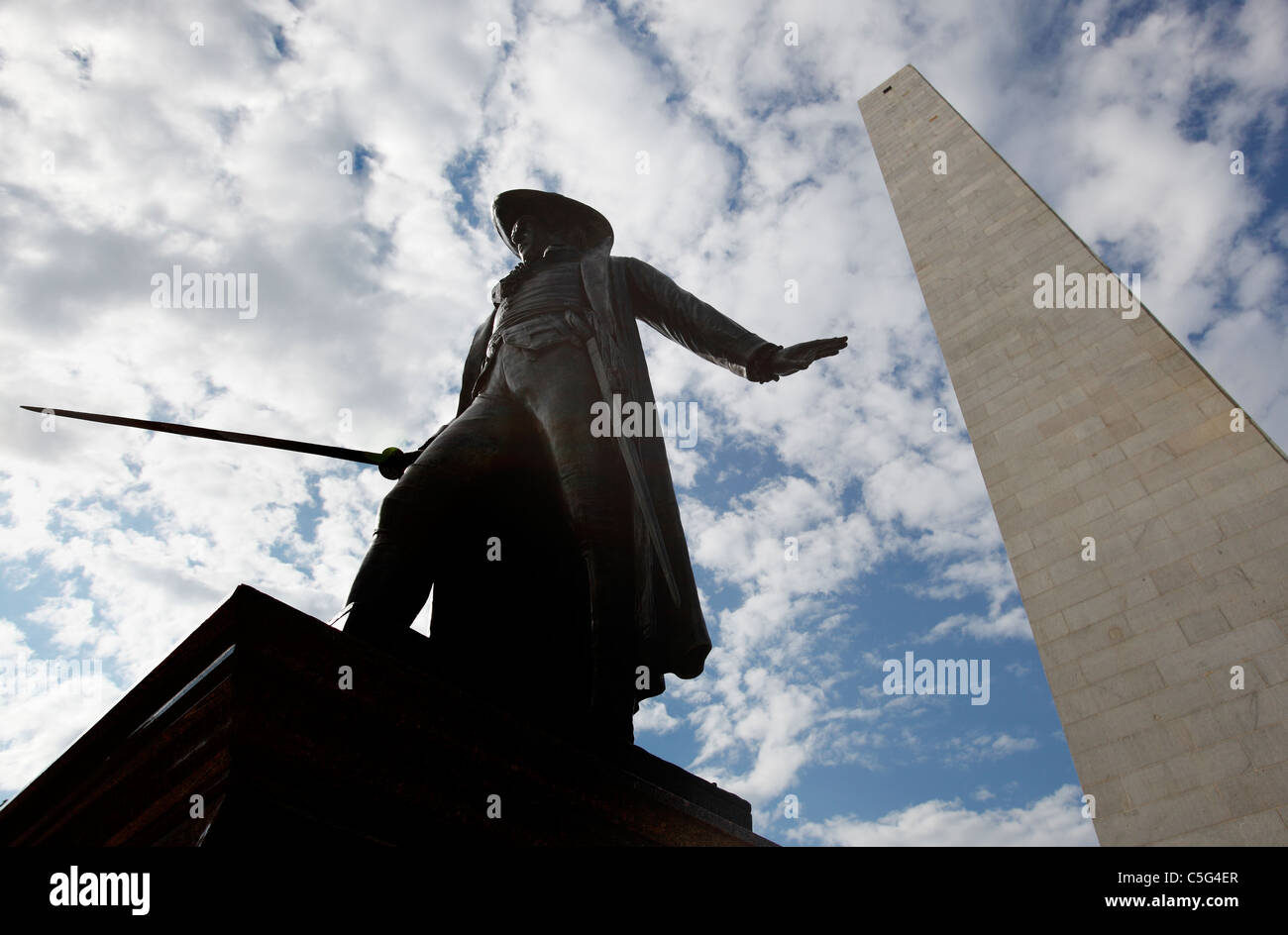Statue of Colonel William Prescott, Bunker Hill Monument, Boston, Massachusetts Stock Photo