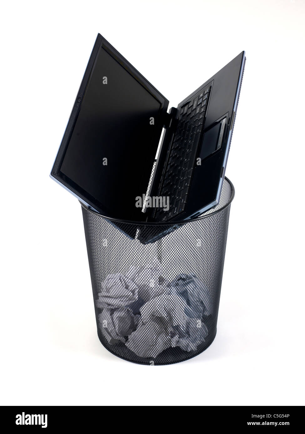 A trash bin isolated against a white background Stock Photo - Alamy