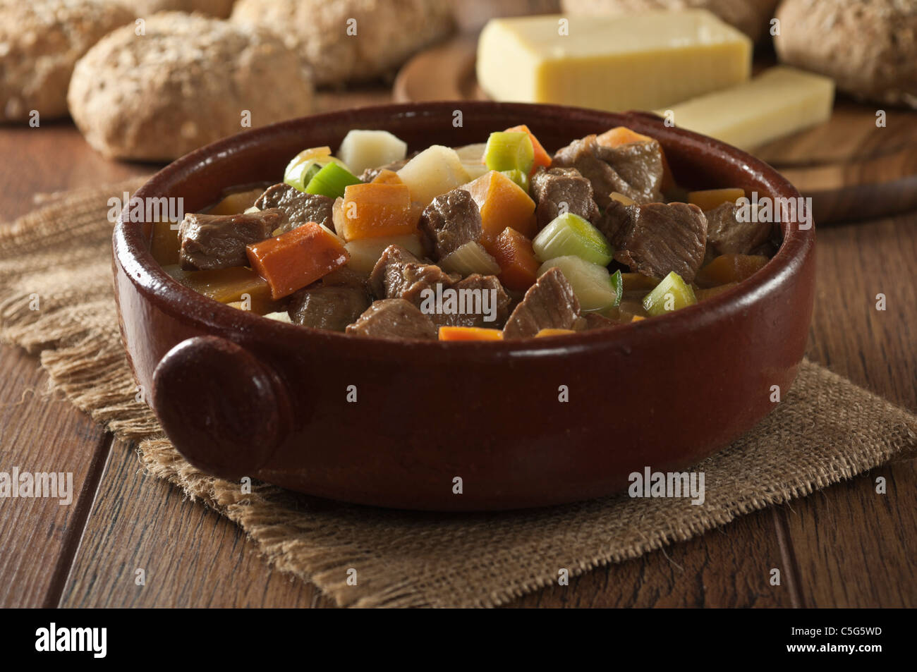 Cawl. Welsh lamb stew Stock Photo
