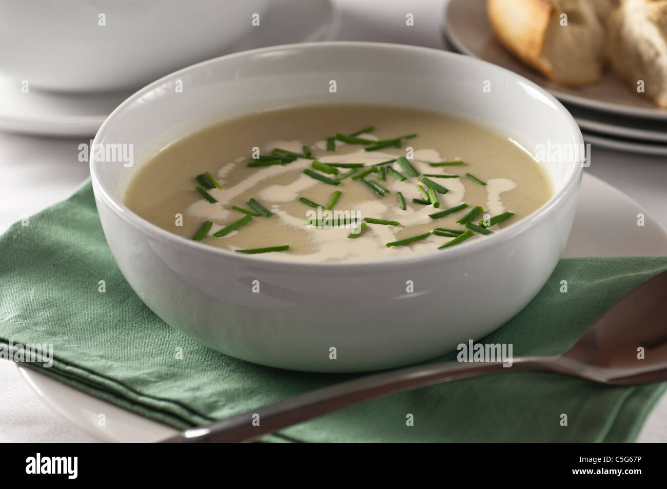 Vichyssoise soup. Chilled leek and potato soup Stock Photo