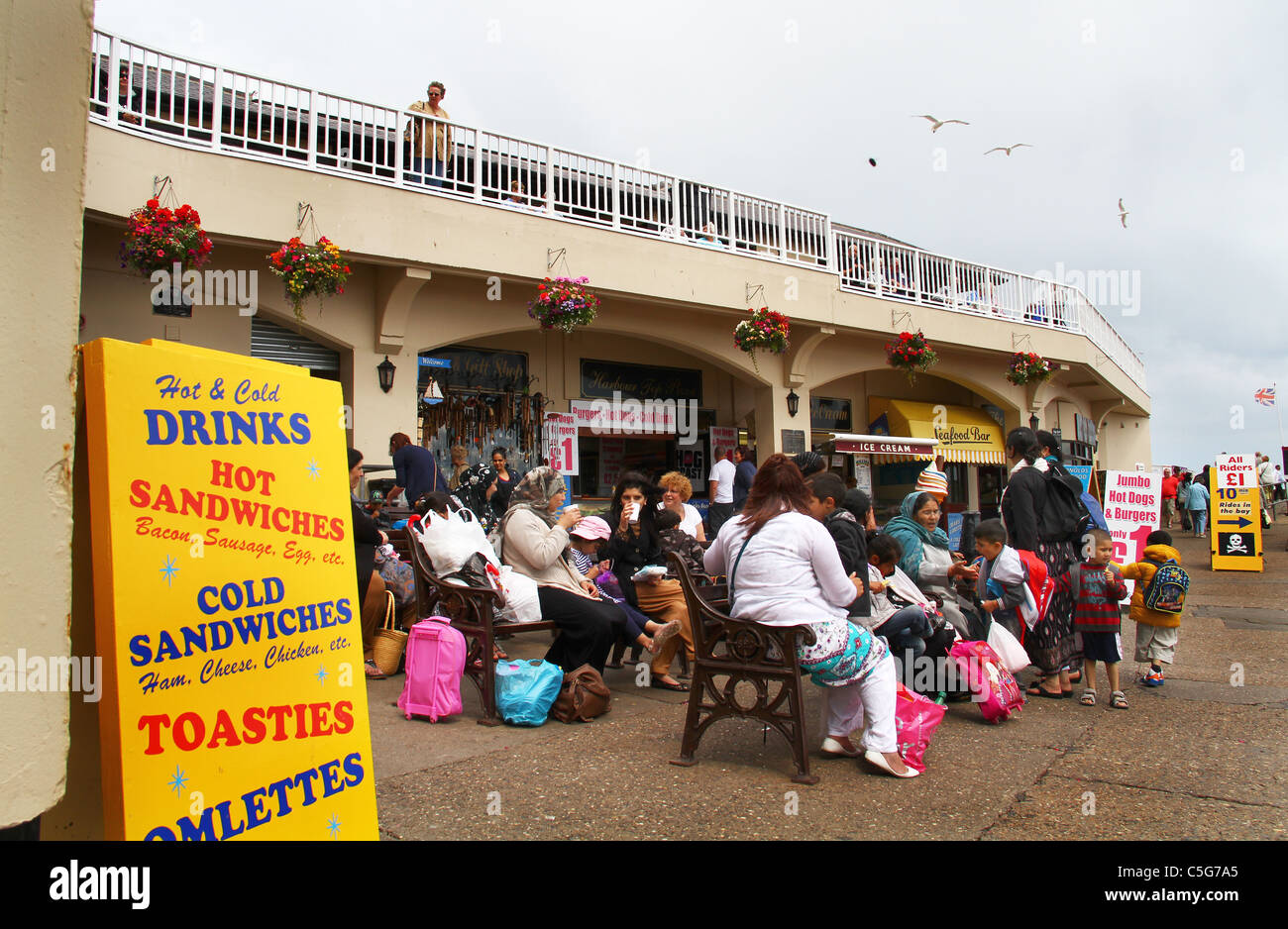 Large group of people on Bridlington sea front. Stock Photo