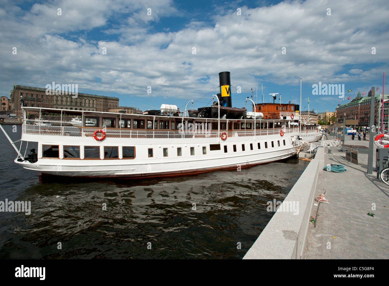 Tourist steamer boats on the waterways of Stockholm Sweden Stock Photo