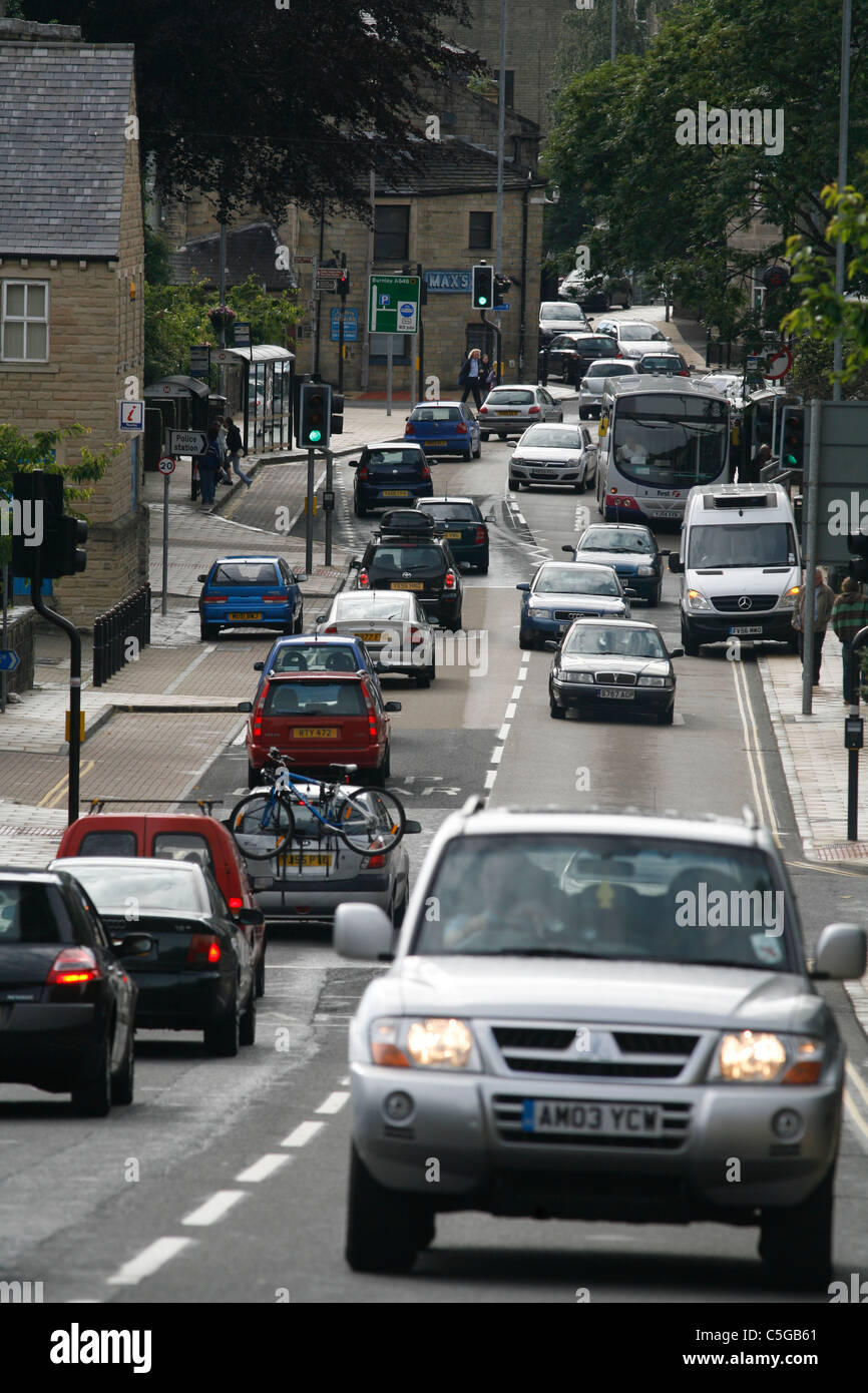 Traffic in the Calder Valley near Hebden Bridge West Yorkshire Stock Photo