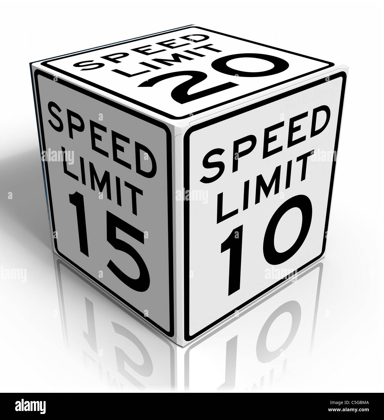 Speed limit Sign Cube Stock Photo