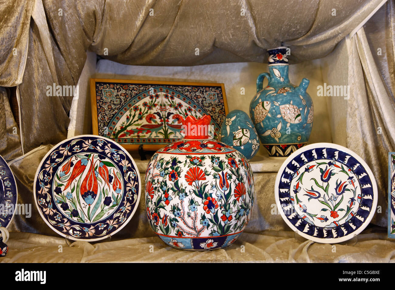Hand painted authentic Armenian ceramics and pottery for sale at an Armenian  tile workshop East Jerusalem Israel Stock Photo - Alamy