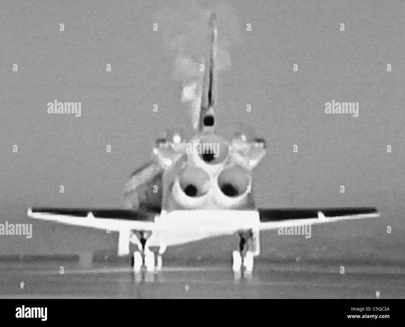 Atlantis returns - touchdown thermal image - last space shuttle lands  Credit: NASA IMAGE Stock Photo