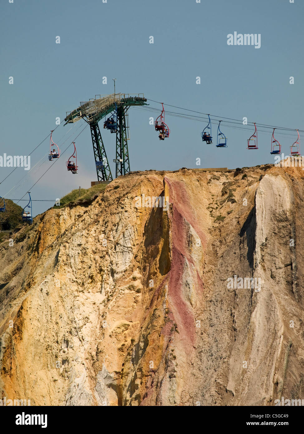 Alum Bay Needles Park Chairlift Isle of Wight England UK Stock Photo