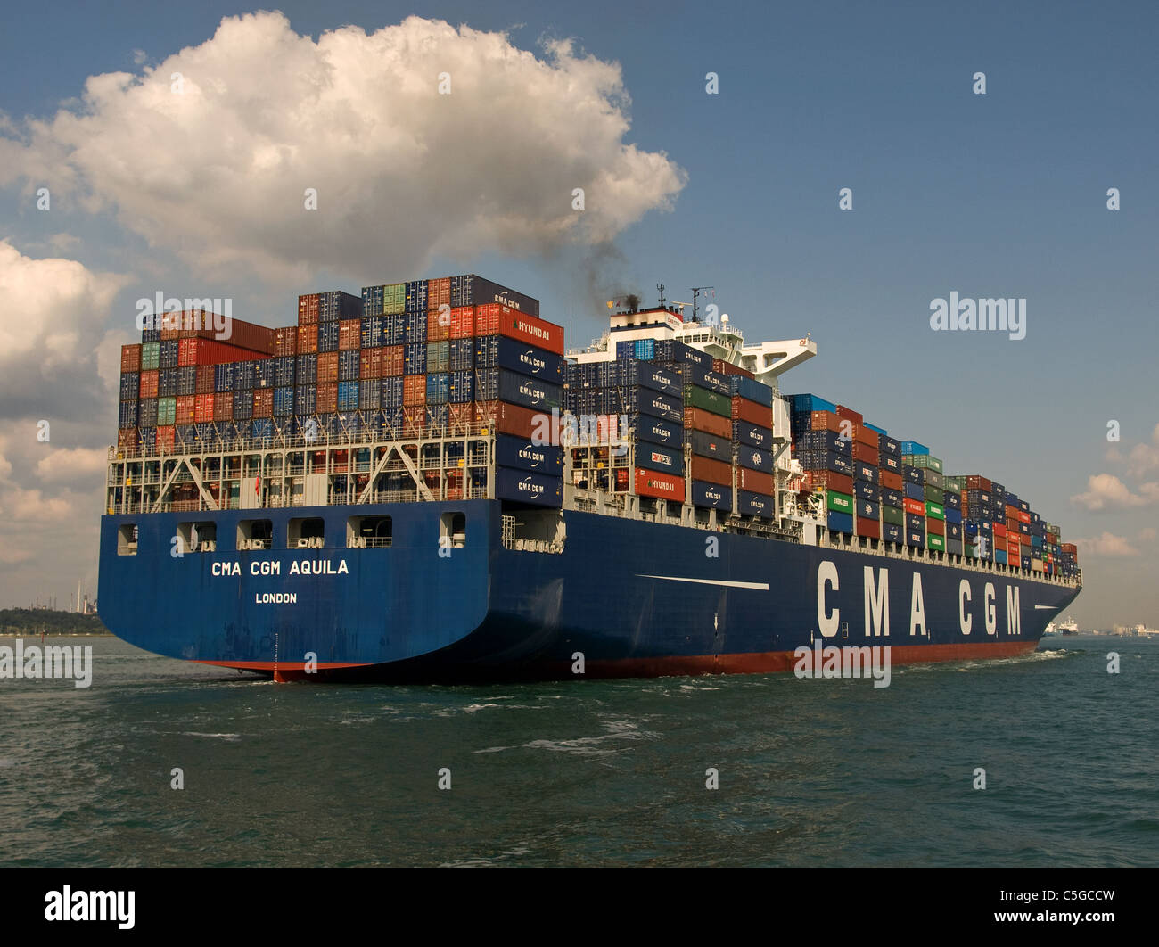 Container ship CMA CGM Aquila arriving at Southampton England UK Stock Photo
