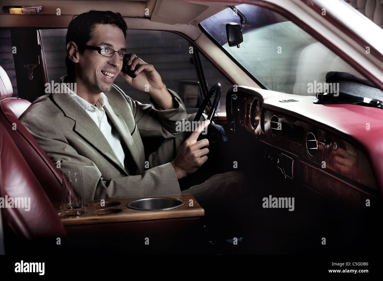 Man sitting in the car Stock Photo