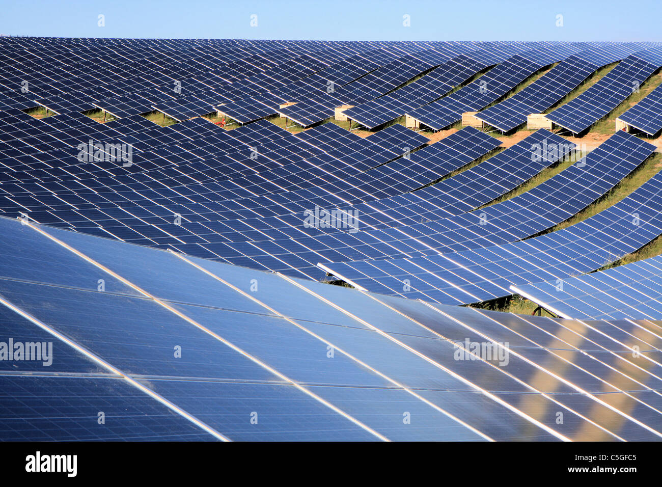 Gigantic solar farm in Provence , Les Mées , France Stock Photo