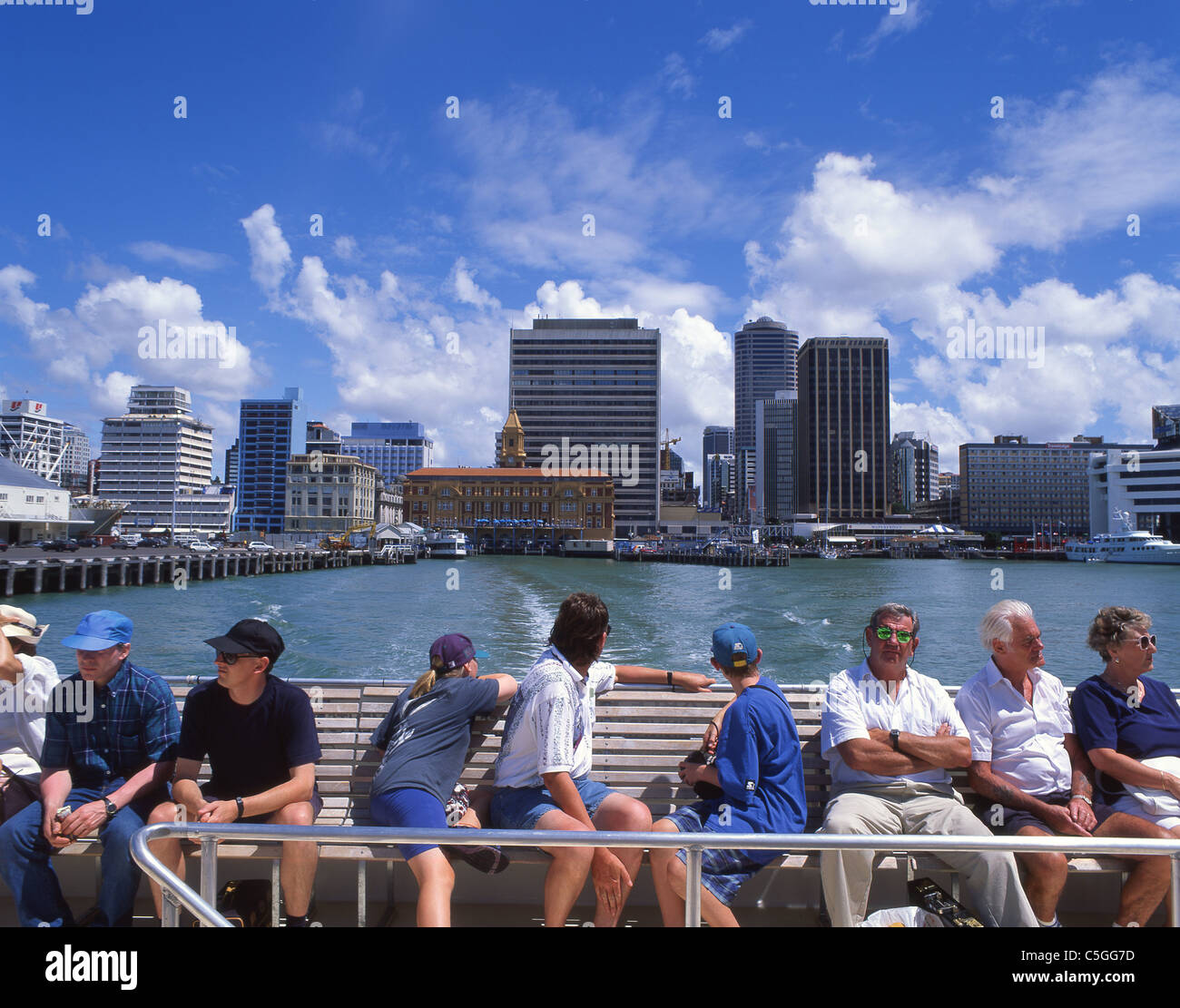 Auckland waterfront from Devonport Ferry, Auckland, Auckland Region, North Island, New Zealand Stock Photo