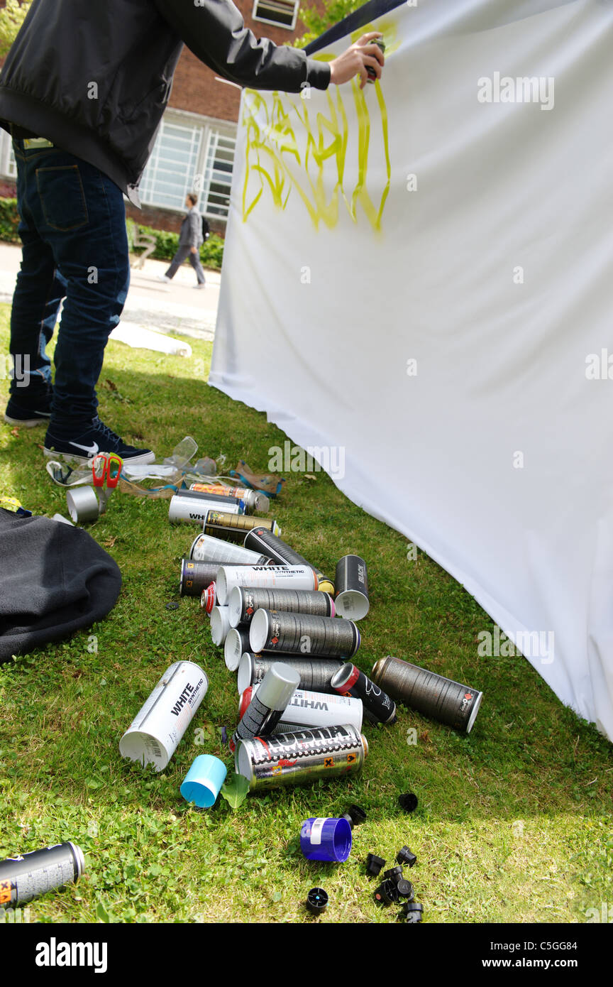 Cans of spray paint used by a graffiti artist - Copyright owned ...