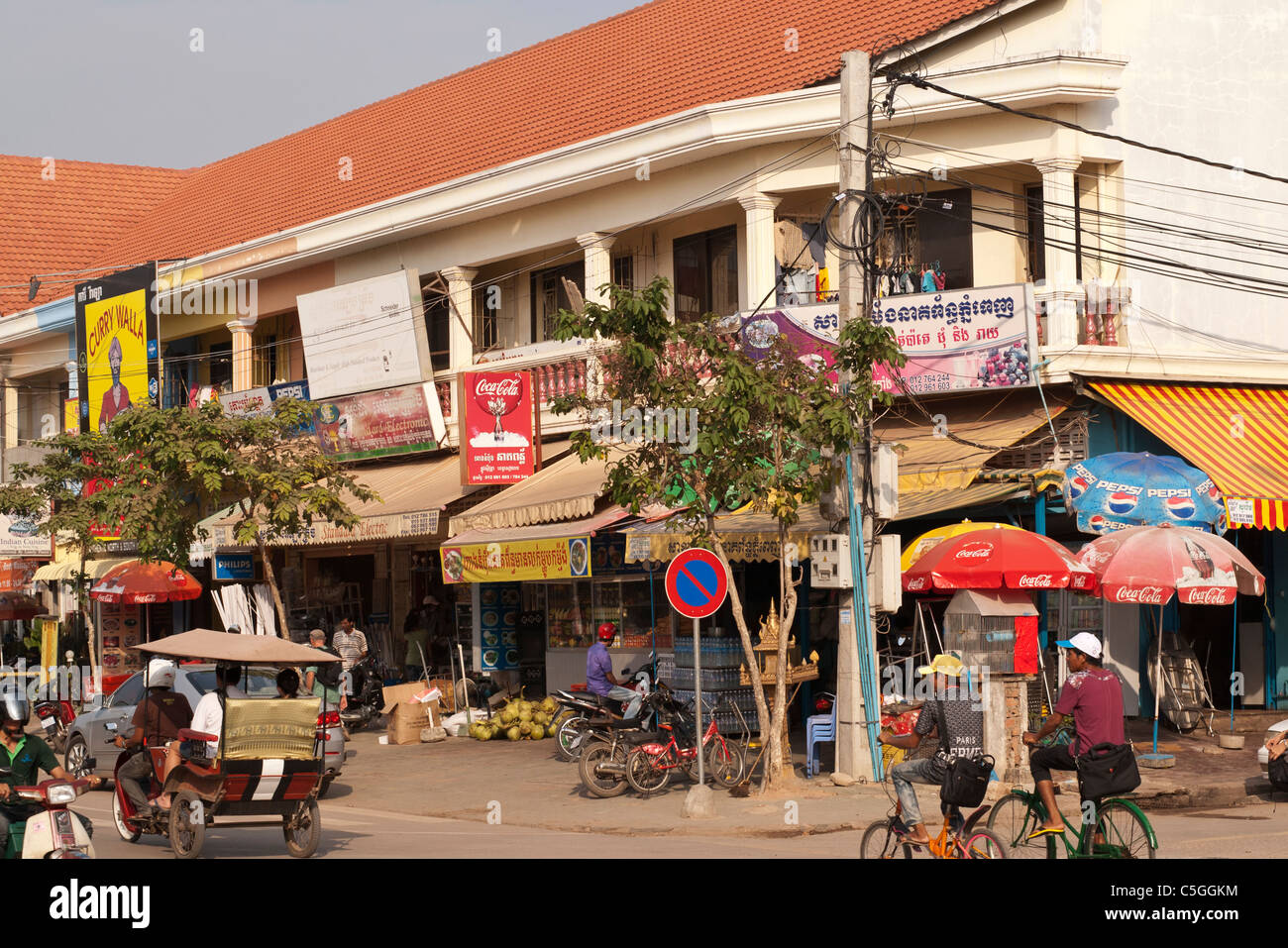 Shops on Sivatha Boulevard, Siem Reap, Cambodia Stock Photo