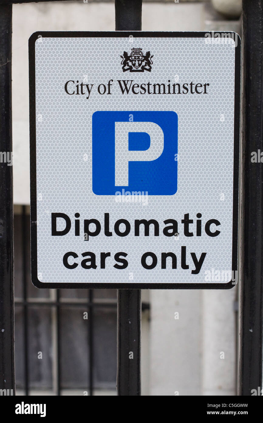 A Diplomatic Parking Sign outside the Canadian Embassy in London Stock Photo