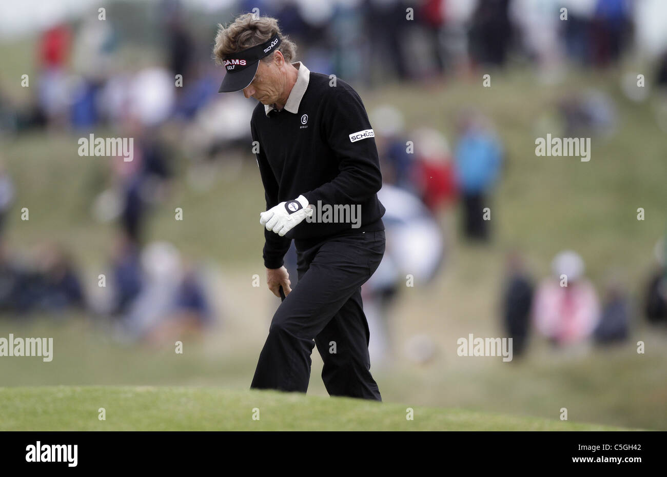 BERNHARD LANGER AFTER TAKING 8 THE OPEN CHAMPIONSHIP ROYAL ST.GEORGE'S SANDWICH KENT ENGLAND 14 July 2011 Stock Photo