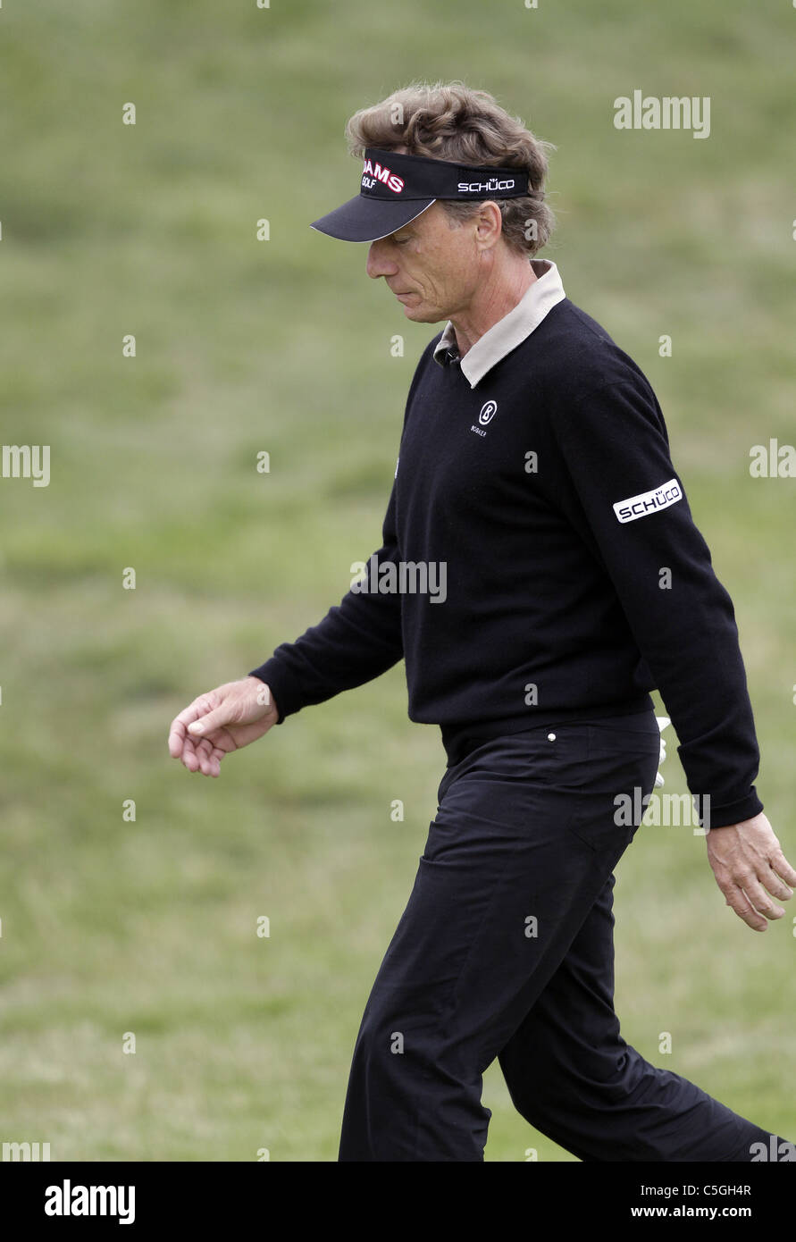 BERNHARD LANGER AFTER TAKING 8 THE OPEN CHAMPIONSHIP ROYAL ST.GEORGE'S SANDWICH KENT ENGLAND 14 July 2011 Stock Photo