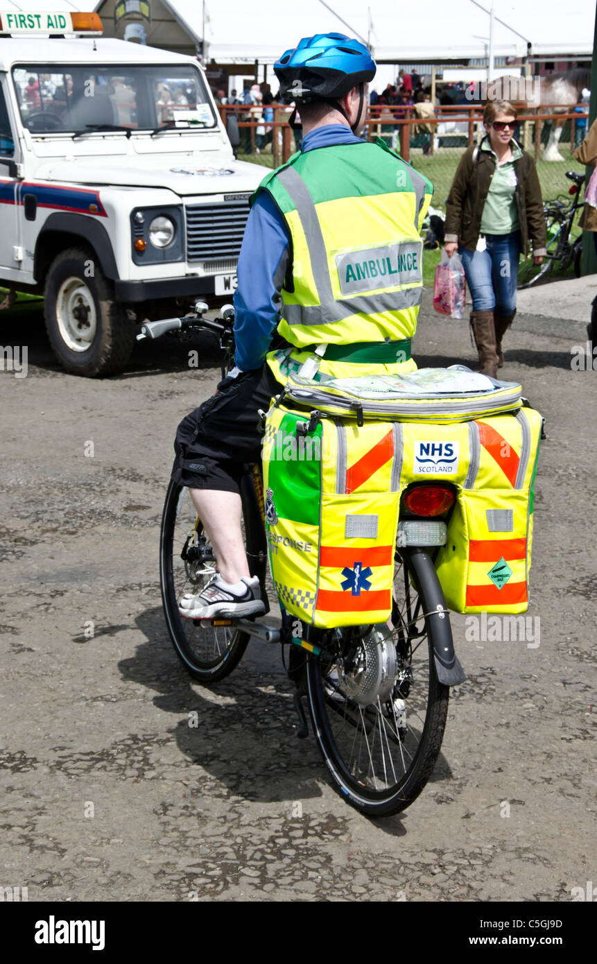Pedal cycle (bicycle/pushbike) ambulance with paramedic at the Royal