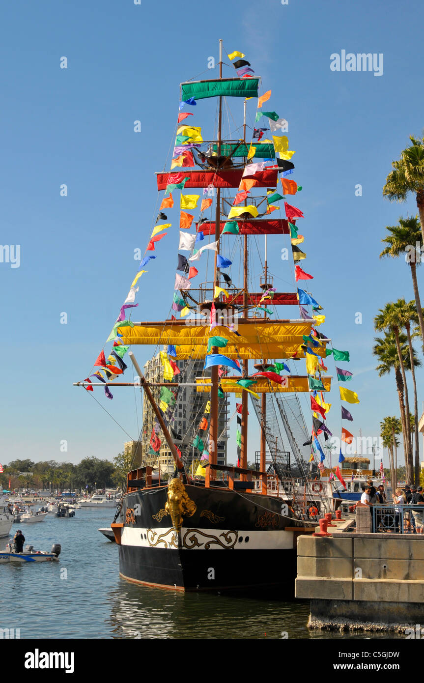 Don Jose Gaspar Gasparilla Pirate Festival Boat annual celebration Tampa Florida Stock Photo
