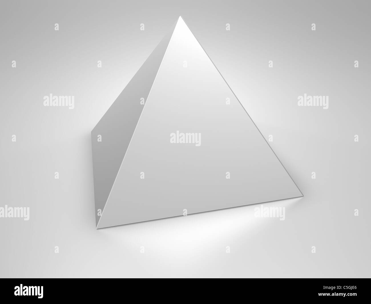 Metallic pyramid on metallic background, 3d render Stock Photo