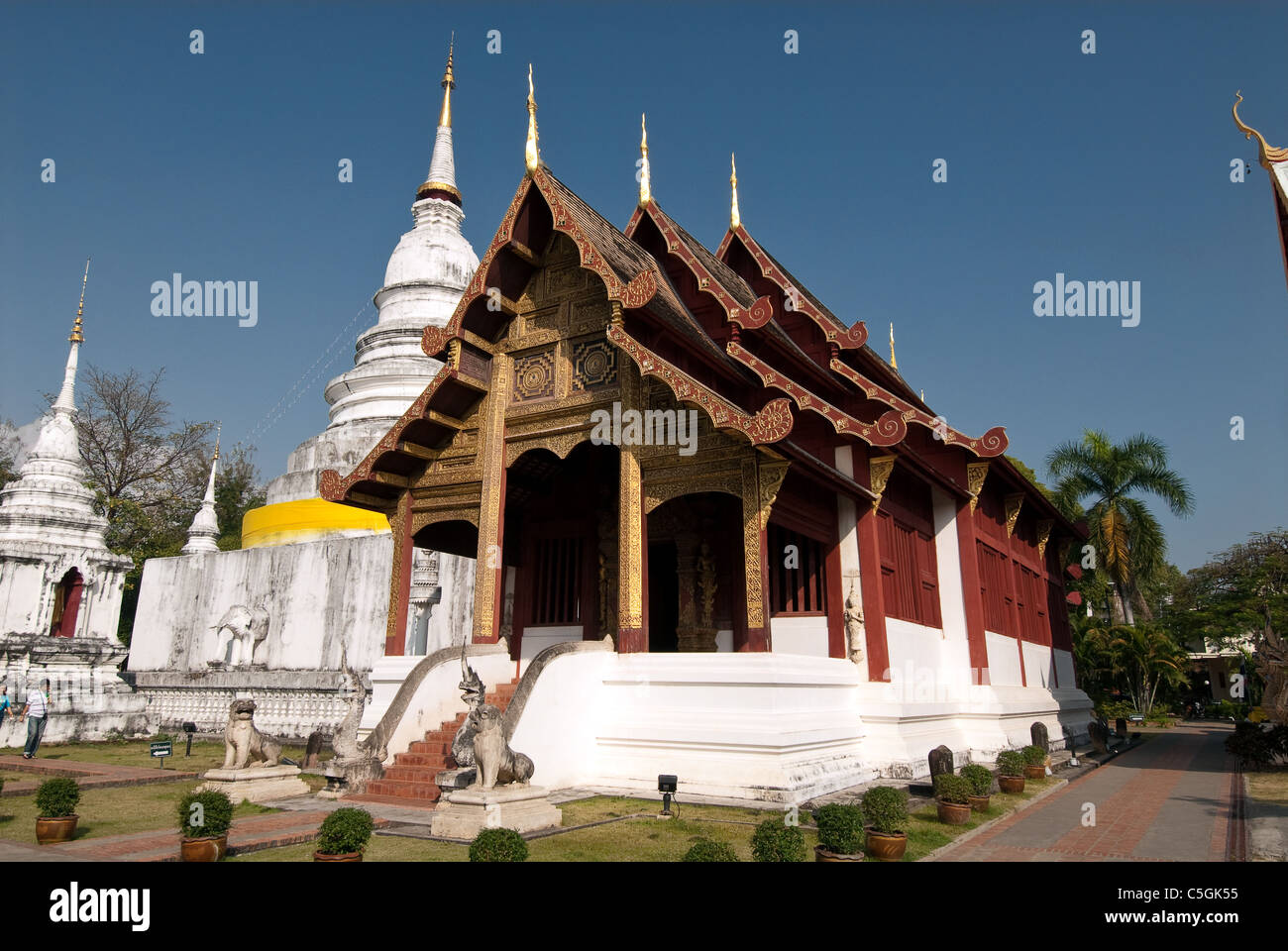 Wat Phra Singh Woramahaviharn in Chiang Mai Thailand. Stock Photo
