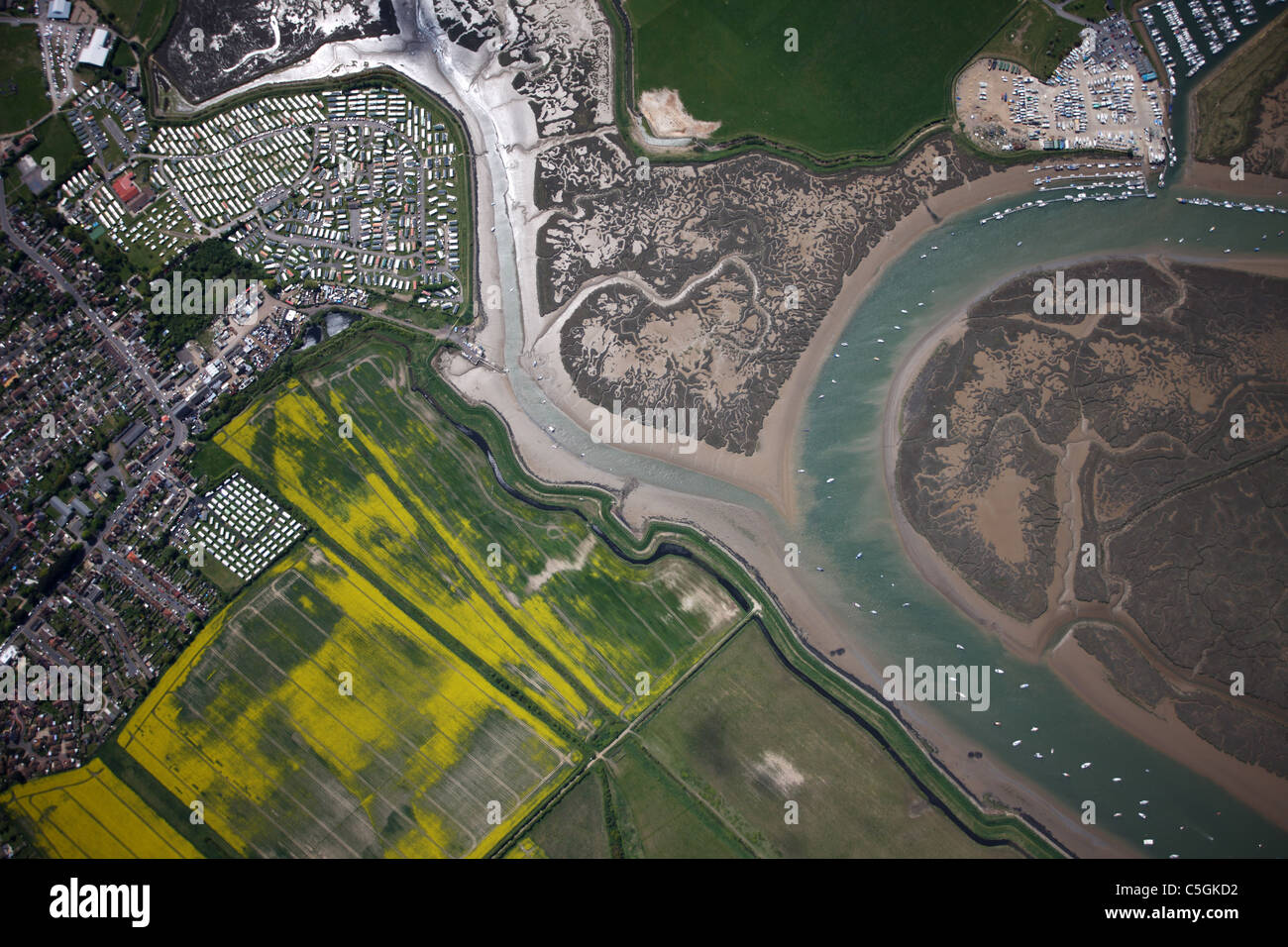 Aerial view of East coast of England Stock Photo