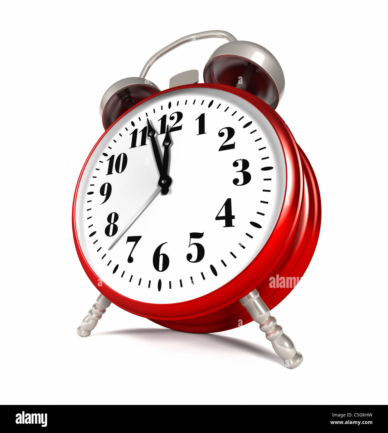 Red alarm clock isolated on white background, 3d render Stock Photo