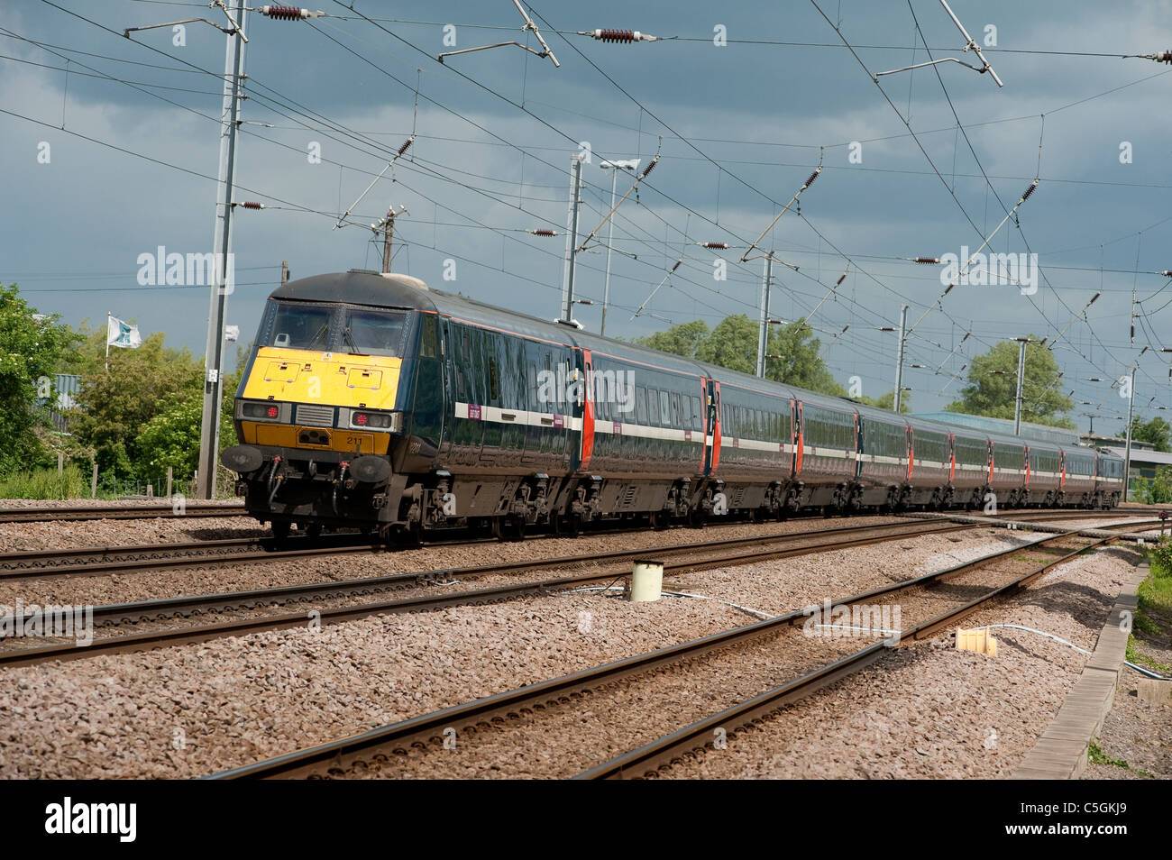 High speed train in East Coast Trains livery travelling through the