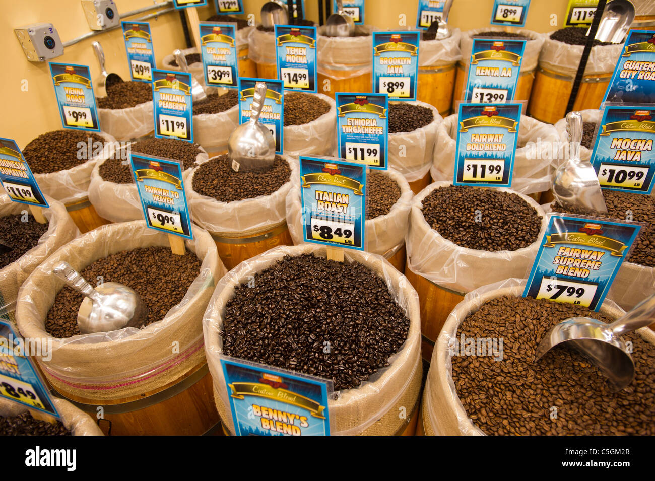 Coffee beans at the Fairway supermarket on the Upper East Side of New