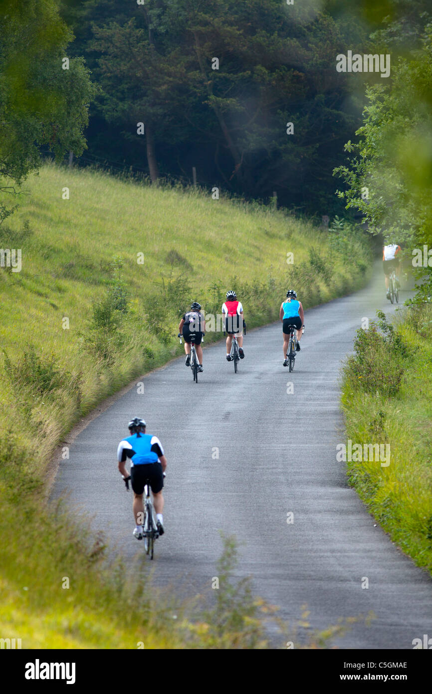 Cyclists on the Zig Zag Box Hill Dorking Surrey Hills Stock Photo