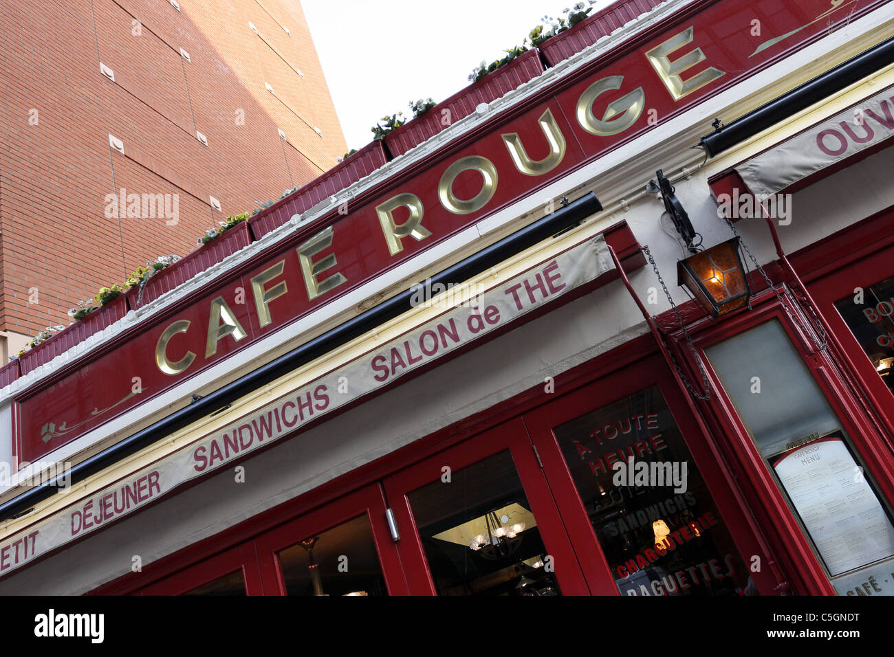 CAFE ROUGE,popular restaurant and cafe situated opposite Harrods department store in Basil Street,Knightsbridge. Stock Photo