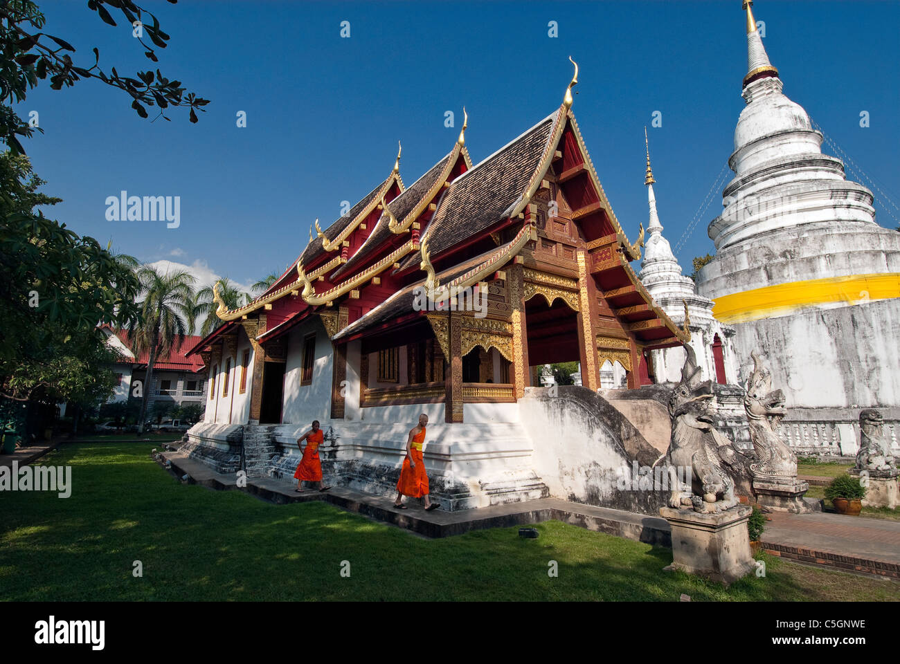 Wat Phra Singh Woramahaviharn in Chiang Mai Thailand. Stock Photo