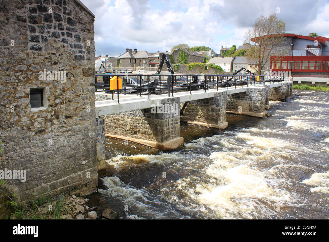 The salmon weir on the River Moy in Ballina, County, Mayo, Ireland