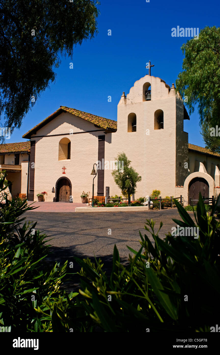 Santa Ynez Mission Solvang California exterior adobe Stock Photo