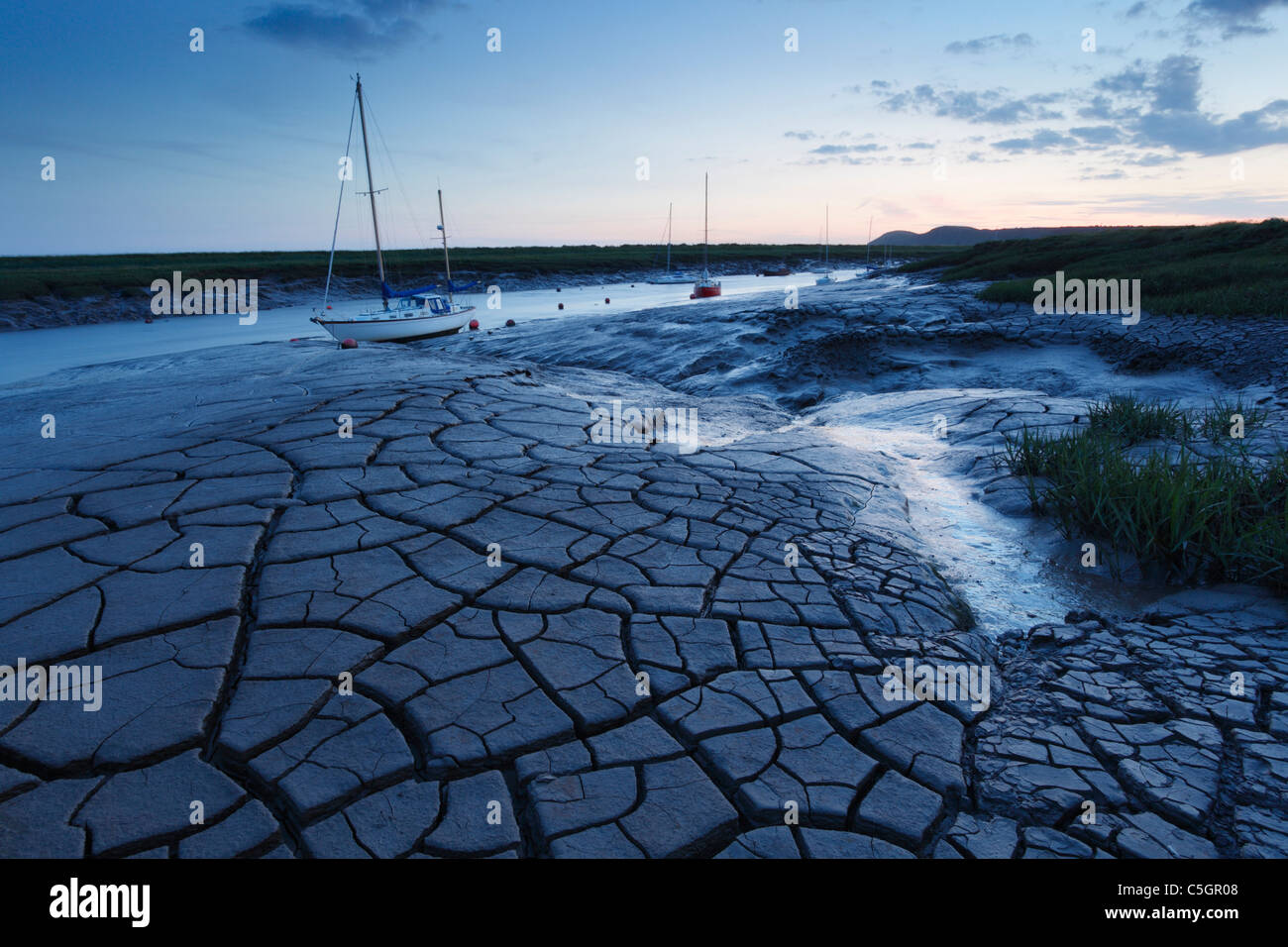 Mud patterns on the River Axe estuary at Uphill. Somerset. England. UK. Stock Photo