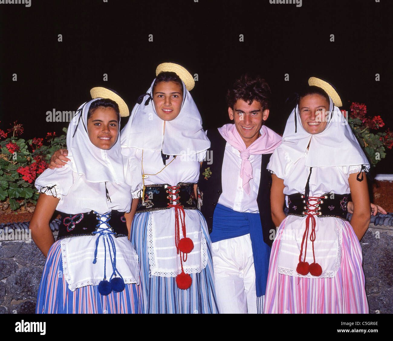 Canarian folk dancers, Lanzarote, Canary Islands, Spain Stock Photo