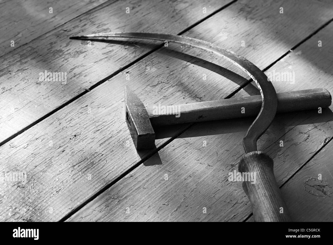 Hammer and sickle soviet emblem Black and White Stock Photos & Images