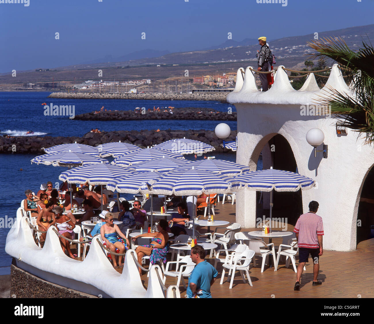 lægemidlet stadig Berigelse Outdoor restaurant, Playa Las Cuevitas, Playa de las Americas, Tenerife,  Canary Islands, Spain Stock Photo - Alamy
